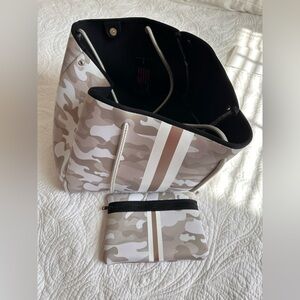 NWT Haute Shore Greyson Sahara Camo Stripe Tote Bag with Pouch